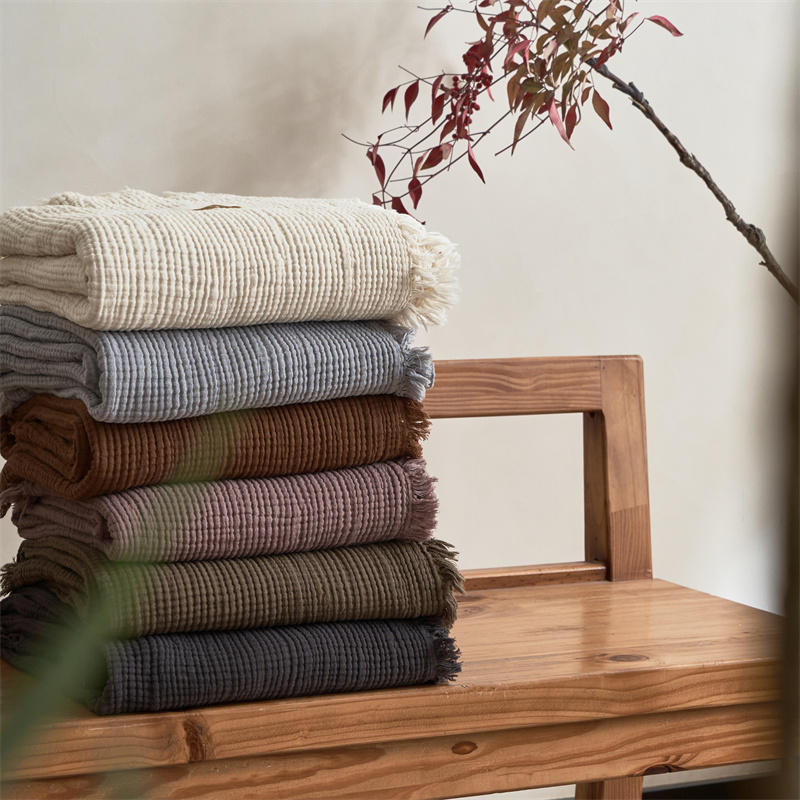Cashmere Throw Blanket - Maillard Cotton Blankets Four Layers Of