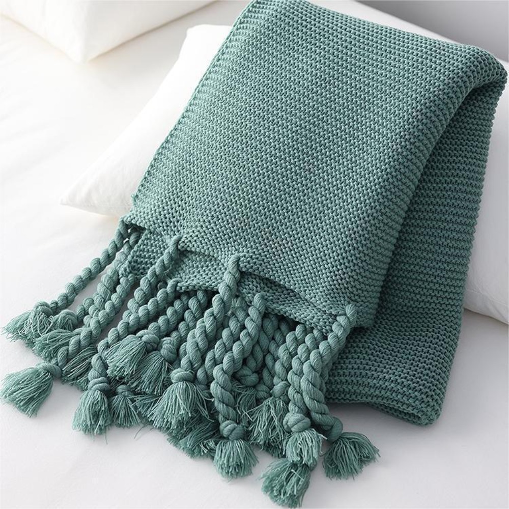 Cashmere Throw Blanket - Nordic Knit Throw Blanket Handmade Braided